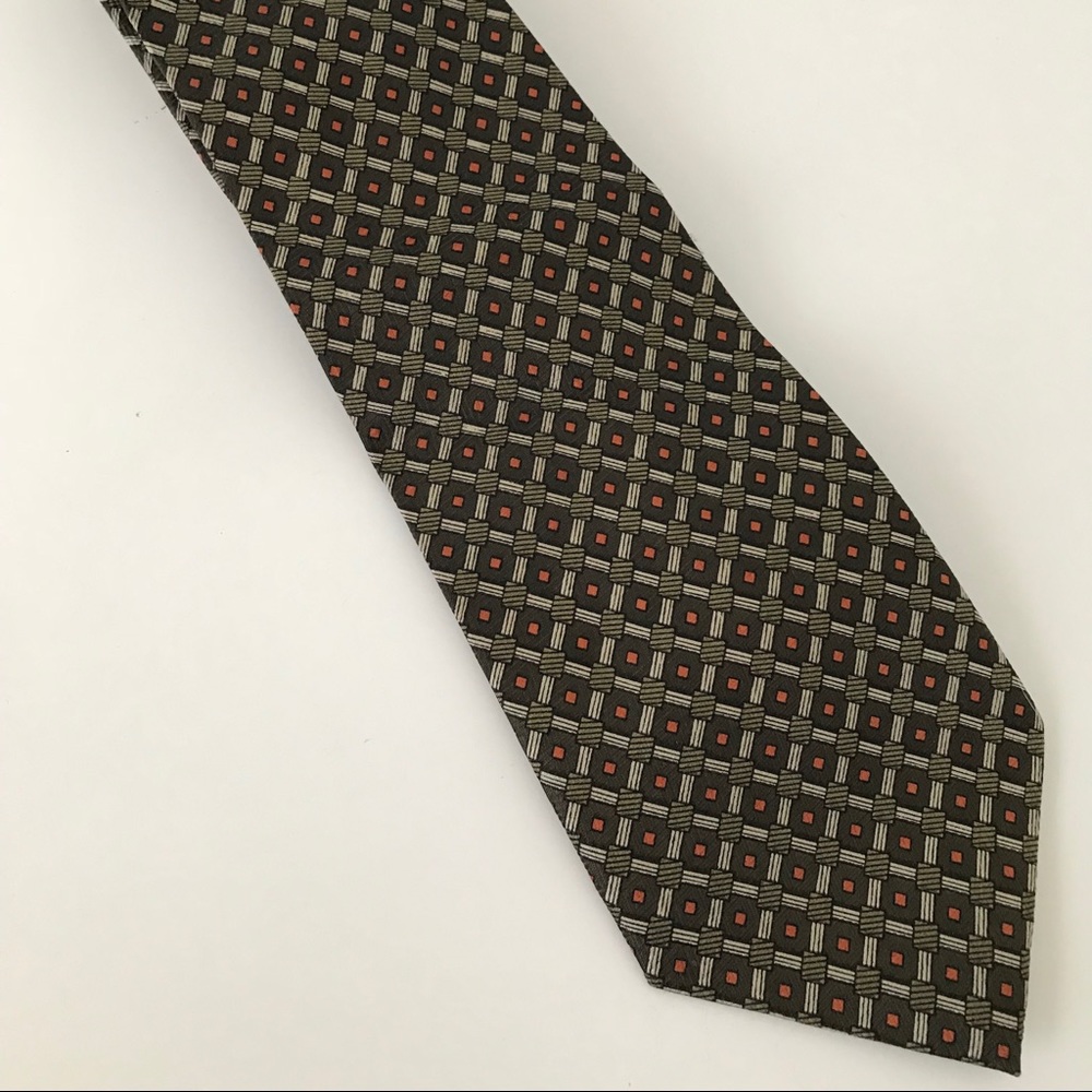 MUSEO 100% POLYESTER FOREST GREEN / ORANGE TIE